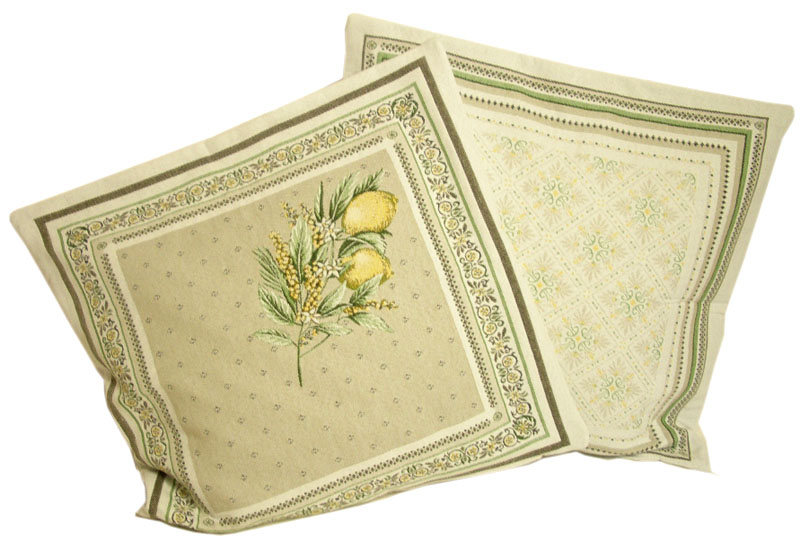 Jacquard cushion cover (Menton. yellow/green) - Click Image to Close